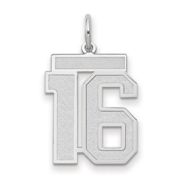 14k White Gold, Jersey Collection, Medium Number 16 Pendant - Picture 1 of 3